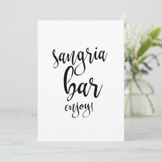 Carte Sangria Bar Mariage de calligraphie abordable (Debout devant)