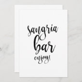 Carte Sangria Bar Mariage de calligraphie abordable (Devant / Derrière)