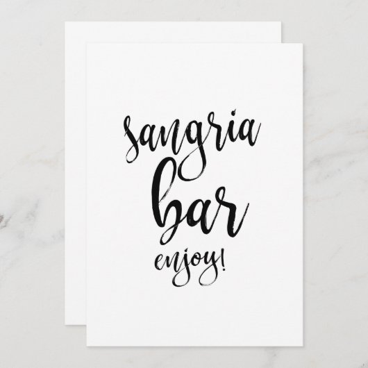 Carte Sangria Bar Mariage de calligraphie abordable (Devant / Derrière)