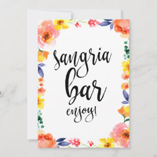 Carte Sangria Bar Mariage Floral Boho abordable