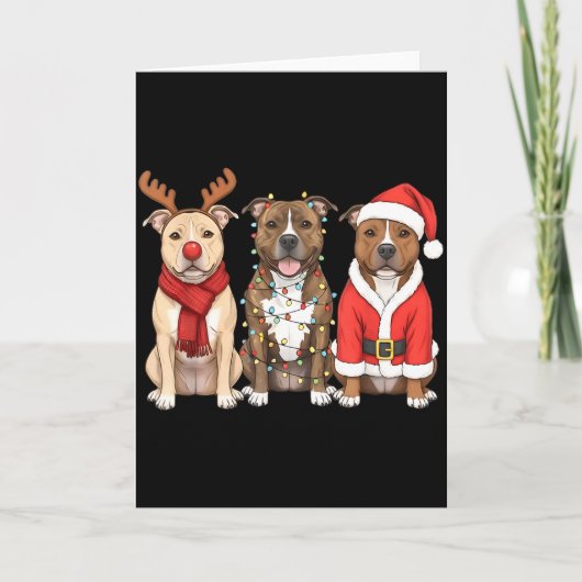 Carte Santa American Tbull Terrier Christmas Ttie Dog Mo (Devant)