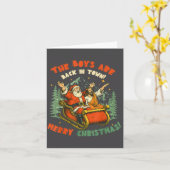 Carte Santa &amp; Jesus Back In Town Merry Christmas, Ho (Fleur jaune)