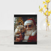 Carte Santa And Beaver Selfie Funny Christmas Design  (Fleur jaune)