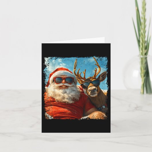 Carte Santa And Reindeer Selfie Funny Christmas Vacation (Devant)