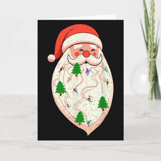 Carte Santa Beard Skiing Christmas Ski Xmas Holiday Skii (Devant)