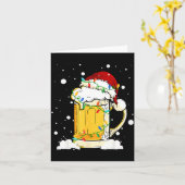 Carte Santa Beer Merry Christmas Drinking Happy Holiday (Fleur jaune)