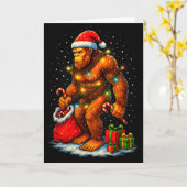 Carte Santa Bigfoot Christmas Lights Funny Sasquatch  (Fleur jaune)