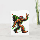 Carte Santa Bigfoot Christmas Tree Xmas Lights Funny Sas (Devant)