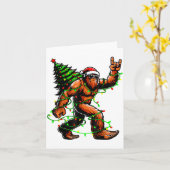Carte Santa Bigfoot Christmas Tree Xmas Lights Funny Sas (Fleur jaune)