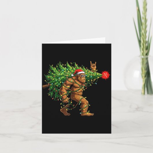 Carte Santa Bigfoot Christmas Tree Xmas Lights Funny Sas (Devant)