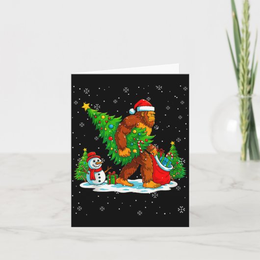 Carte Santa Bigfoot Christmas Tree Xmas Lights Funny Sas (Devant)