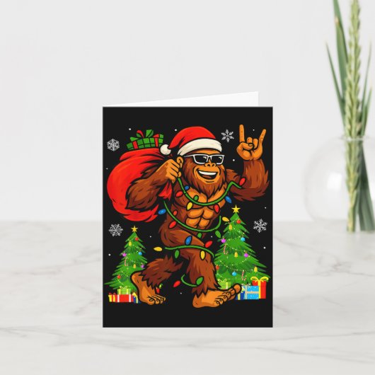 Carte Santa Bigfoot Christmas Tree Xmas Lights Funny Sas (Devant)