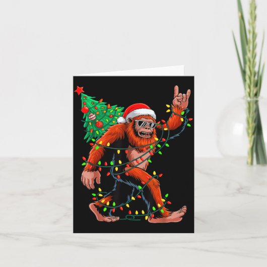 Carte Santa Bigfoot Christmas Tree Xmas Lights Sasquatch (Devant)