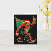 Carte Santa Bigfoot Christmas Tree Xmas Lights Sasquatch (Fleur jaune)