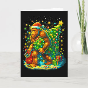 Carte Santa Bigfoot Sapin de Noël Drôle de Sasquatch Noë