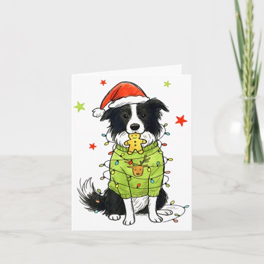 Carte Santa Border Collie Christmas Border Collie Dog Mo (Devant)