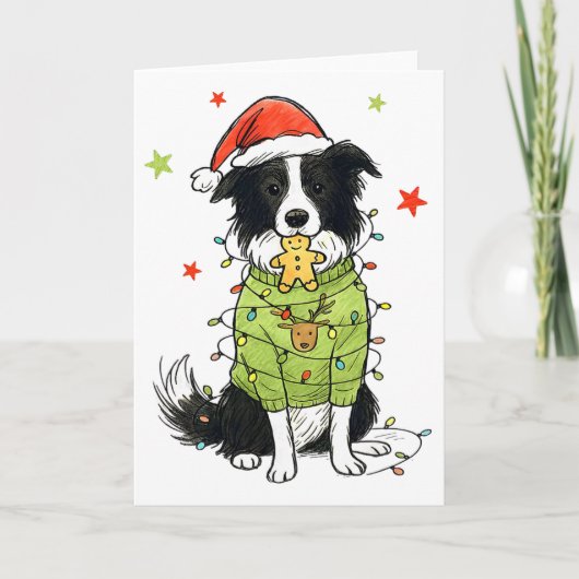 Carte Santa Border Collie Christmas Border Collie Dog Mo (Devant)