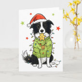 Carte Santa Border Collie Noël Border Collie Chien Mo (Fleur jaune)