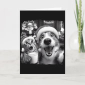 Carte Santa Christmas Funny Cat Taking Selfie Racoon Xma (Devant)