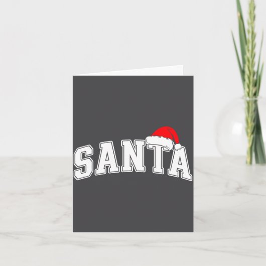 Carte Santa Christmas Varsity Text With Hat Family Xmas  (Devant)