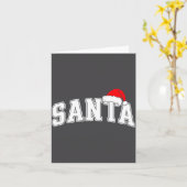 Carte Santa Christmas Varsity Text With Hat Family Xmas  (Fleur jaune)
