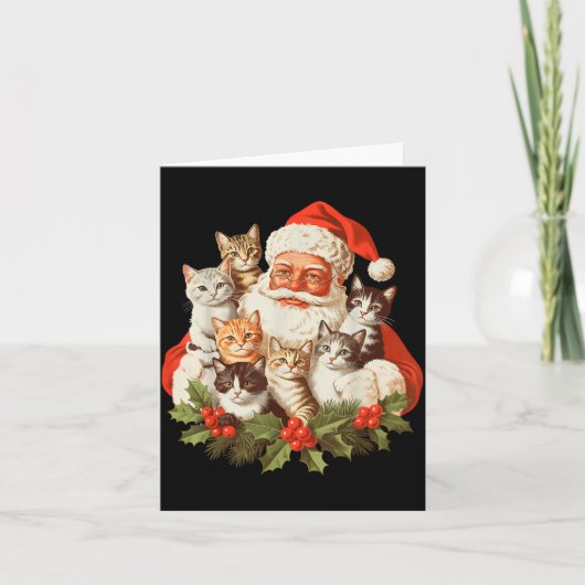 Carte Santa Claus And Kittens Cats Christmas (Devant)