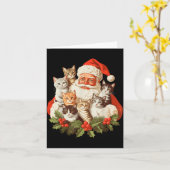 Carte Santa Claus And Kittens Cats Christmas (Fleur jaune)
