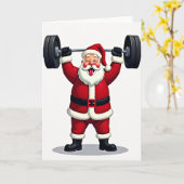 Carte Santa Claus Christmas Weightlifting (Fleur jaune)