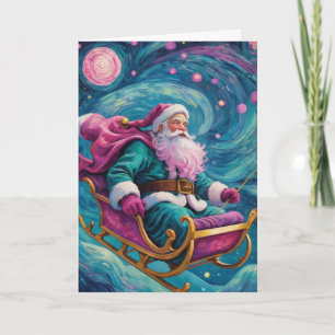 Carte Santa Claus de nuit étoilée