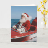 Carte Santa Claus Delivering Gifts By Speedboat (Fleur jaune)