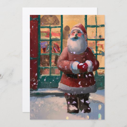 Carte Santa Claus devant le magasin de jouets AI Card (Devant / Derrière)