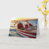 Carte Santa Claus Driving a Speedboat (Fleur jaune)
