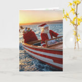 Carte Santa Claus Driving a Speedboat (Fleur jaune)