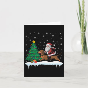 Carte Santa Claus équitation Dachshund Chien Garçons Fil