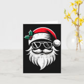 Carte Santa Claus Face Sungles With Hat Beard Christmas (Fleur jaune)