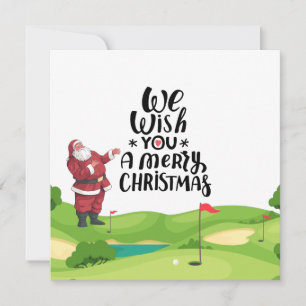 Carte Santa Claus Golfer Joyeux Noël au golf