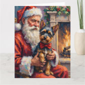 Carte Santa Claus Holding Affenpinscher Christmas Art (Devant)