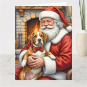 Carte Santa Claus Holding American Staffordshire Terrier (Devant)
