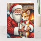 Carte Santa Claus Holding Australian Cattle Christmas (Devant)