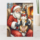 Carte Santa Claus Holding Australian Kelpie Christmas (Devant)