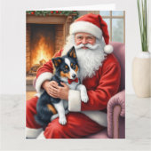 Carte Santa Claus Holding Border Collie Christmas Art (Devant)
