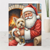 Carte Santa Claus Holding Cairn Terrier Christmas Art (Devant)