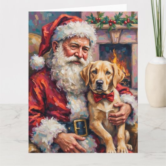 Carte Santa Claus Holding Labrador Christmas Art (Devant)
