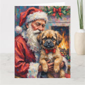 Carte Santa Claus Holding Lhasa Apso Christmas Art (Devant)