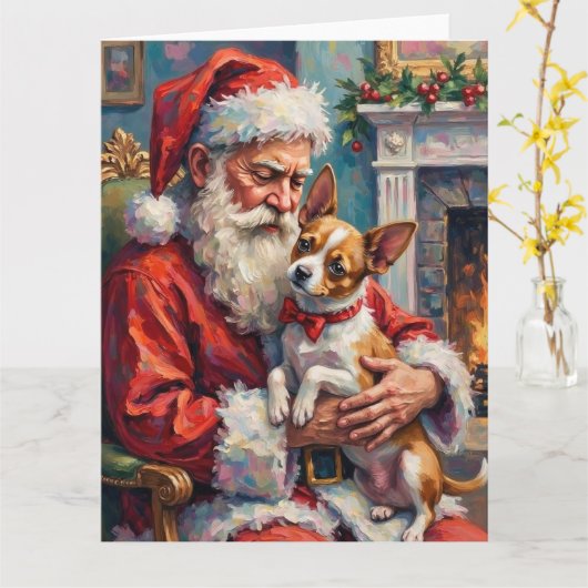 Carte Santa Claus Holding Papillon Christmas Art (Fleur jaune)