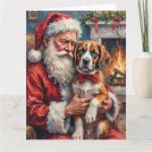 Carte Santa Claus Holding Saint Bernard Christmas Art (Devant)