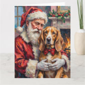 Carte Santa Claus Holding Silken Windhound Christmas Art (Devant)