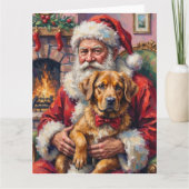 Carte Santa Claus Holding Tibetan Mastiff Christmas Art (Devant)
