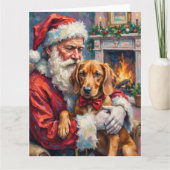 Carte Santa Claus Holding Vizsla Christmas Art (Devant)