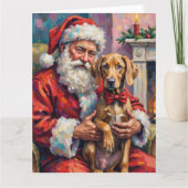 Carte Santa Claus Holding Weimaraner Christmas Art (Devant)